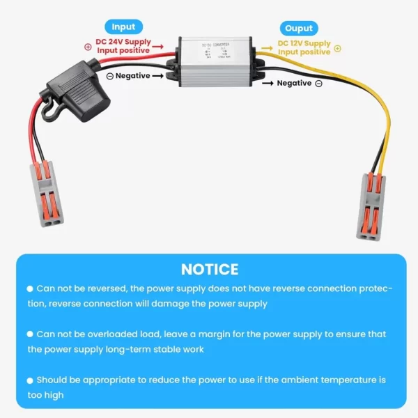 BEYIMEI Waterproof DC 24V Step-Down to 12V 5A Conversion Voltage Regulator Reducer, Adjustable Power Conversion Transformer for Golf Carts, Automobiles.Trucks Light Bar.