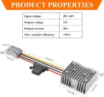 BEYIMEI Voltage Reducer,DC 20-60V 24V/48V to DC 12V20A Step Down Converter Regulator