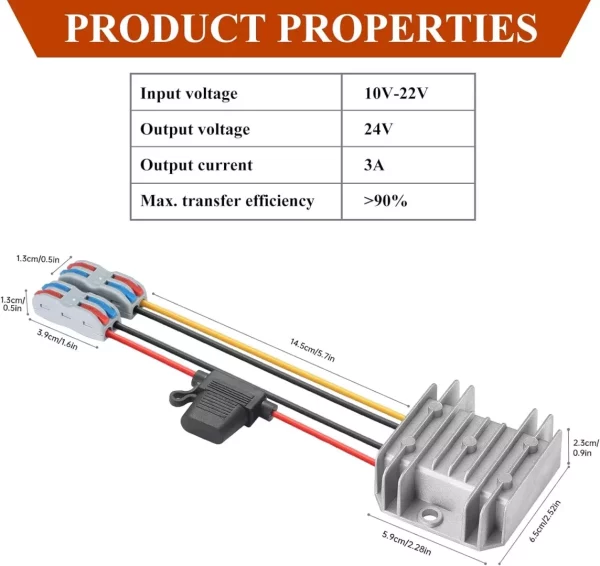 BEYIMEI DC to DC converter 12V Step UP to 24V 3A 72W Voltage Regulator