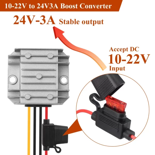 BEYIMEI DC to DC converter 12V Step UP to 24V 3A 72W Voltage Regulator