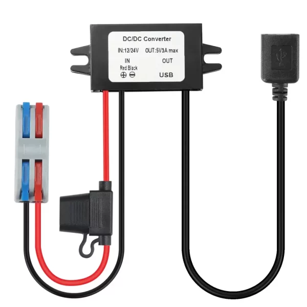 BEYIMEI DC USB Buck Converter 12V 24V to 5V 3A with Output Power Adapter