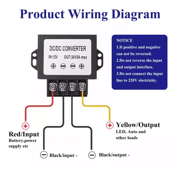 12v to 24v DC Step Up Converter,10-20V Voltage Booster to 24V 3A 72W Max Current Adapter,Voltage Booster Converter