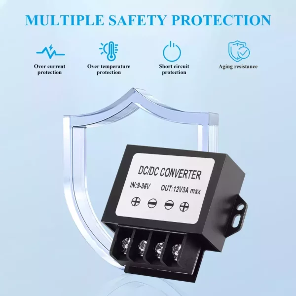 DC 9-36V to 12V voltage regulator,12V 24V to 12V 3A 36W