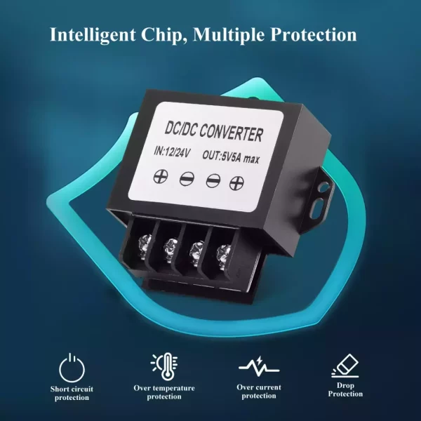 DC 12V 24V to 5V 5A Step-Down Converter，8-35V DC Buck Converter to 5A 25W