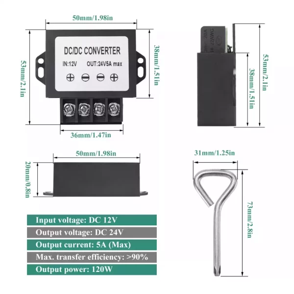 DC 12v to 24v 5A Step Up Boost Converter,10-20V to 24V 5A 120W max Variable Voltage Regulator