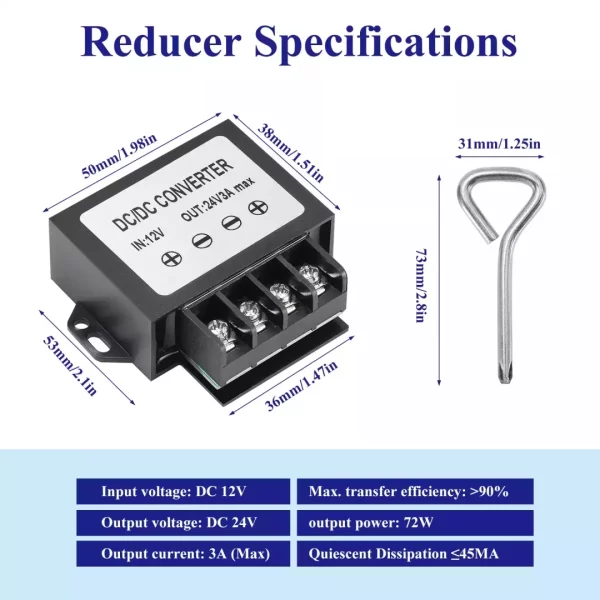 12v to 24v DC Step Up Converter,10-20V Voltage Booster to 24V 3A 72W Max Current Adapter,Voltage Booster Converter